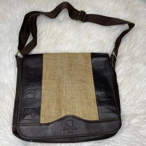 Juan Valdez Cafe Leather Straw Shoulder Bag Crossbody Tote Purse Messenger RARE